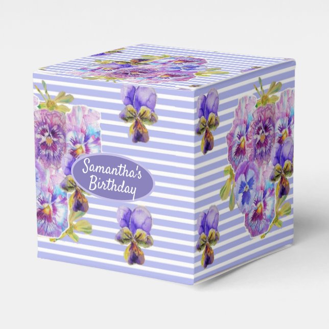 Shabby Pink Rose Floral Tea Party Cake Favor Box (Front Side)