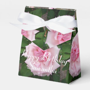 Shabby Pink Rose Floral Tea Party Cake Favor Box