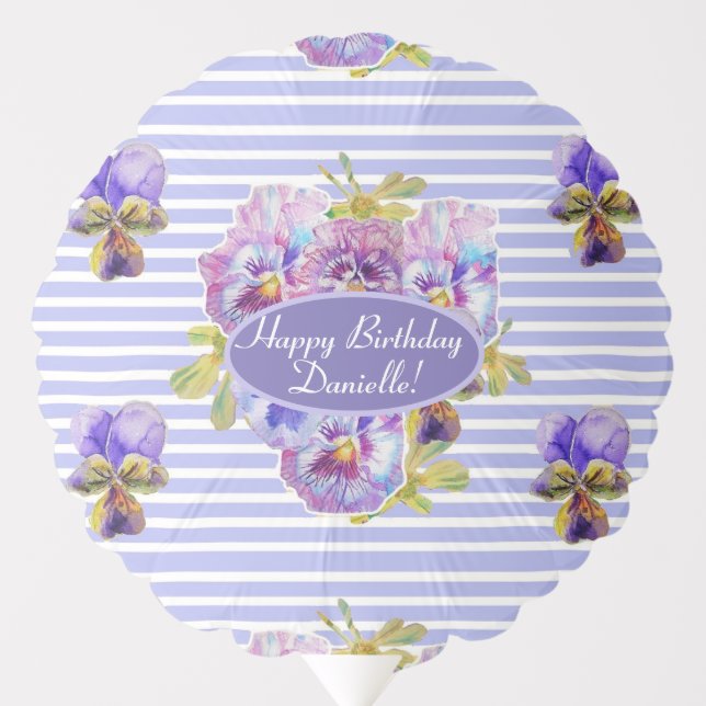 Shabby Pink Rose Floral Tea Party Purple Balloon (Front)
