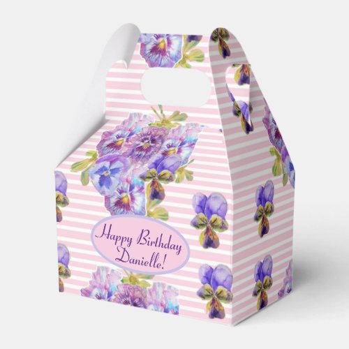 Shabby Pink Rose Floral Tea Party Purple Favor Boxes