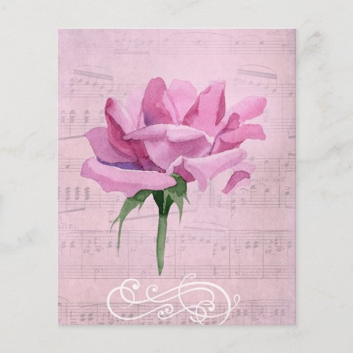 Shabby Pink Rose  Music Scrapbook Ephemera
