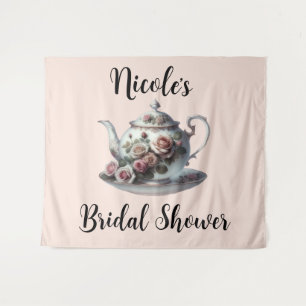 Shabby Pink Rose Vines Floral Bridal Tea Shower  Tapestry