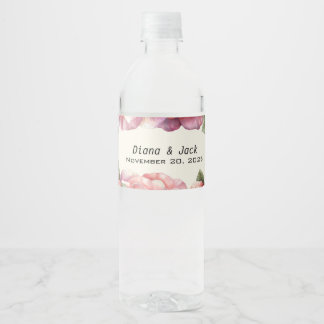 Shabby Pink Rose Water Bottle Label