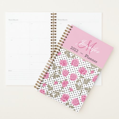 Shabby Pink Roses and Polka Dots Planner