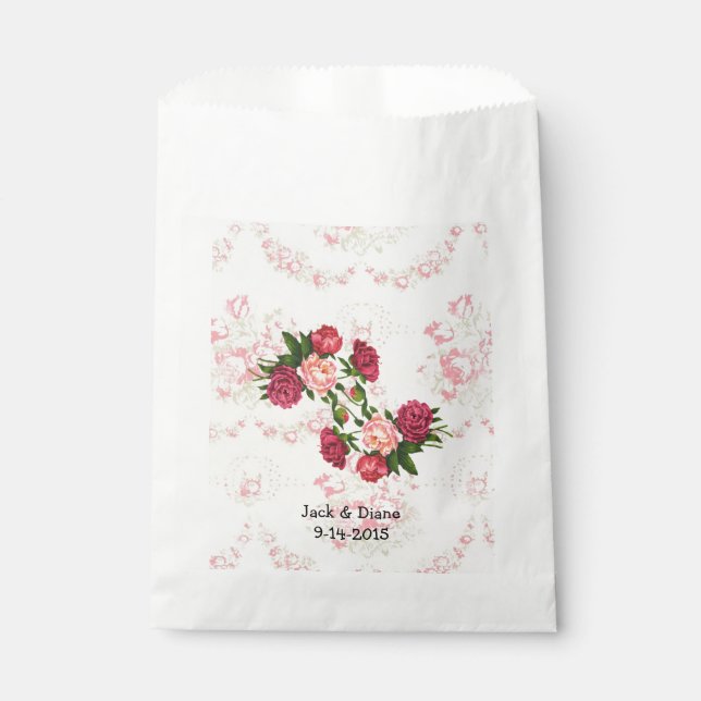 Shabby Pink Roses Custom Favor Bags (Front)