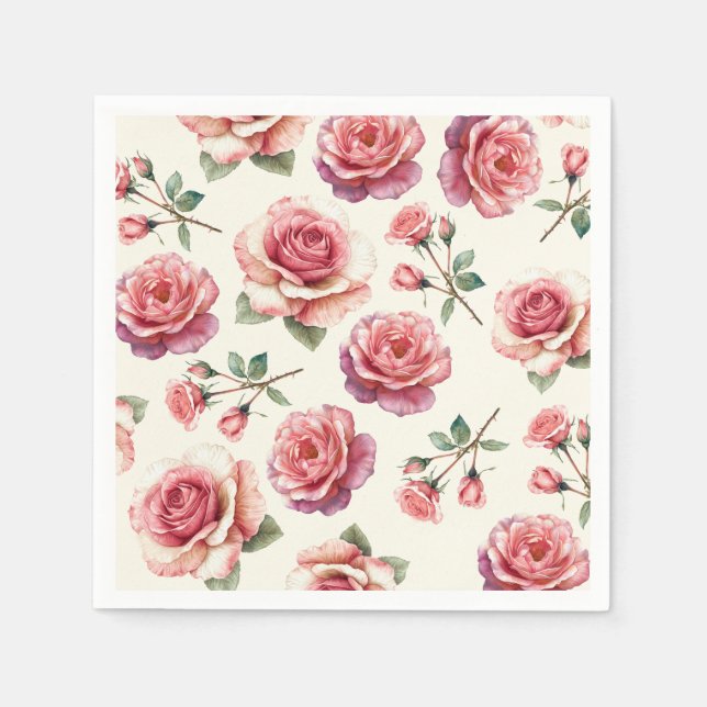 Shabby Pink Roses Forever Napkins (Front)