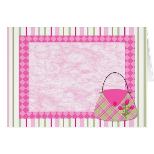 Shabby Pink Roses Purse Border Cards (Front Horizontal)