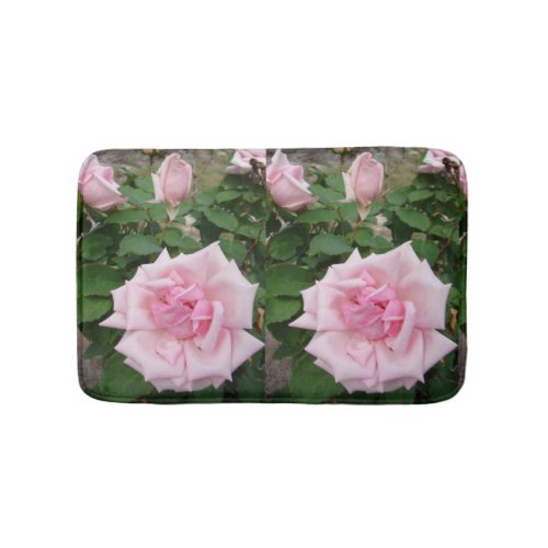 Shabby Pink Roses rose floral flowers Bath Mat