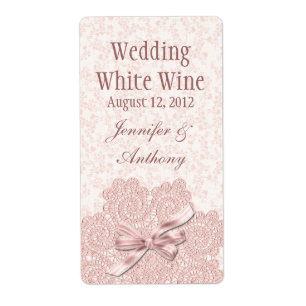 Shabby Pink Victorian Wedding Mini Wine Label