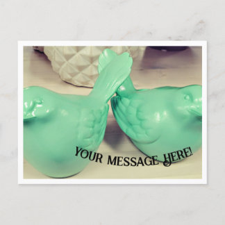 Shabby Pretty Green Birds Tweets IRL Postcard