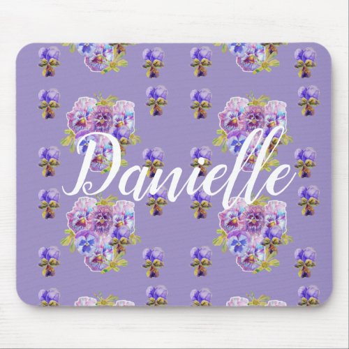 Shabby Purple Pansy floral Computer Mouse Mat Pad