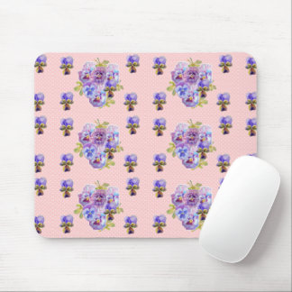 Shabby Purple Pansy floral Yellow Mouse Mat Pad