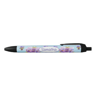 Shabby Purple Pansy Pink Shabby Chic Girls Name Pen