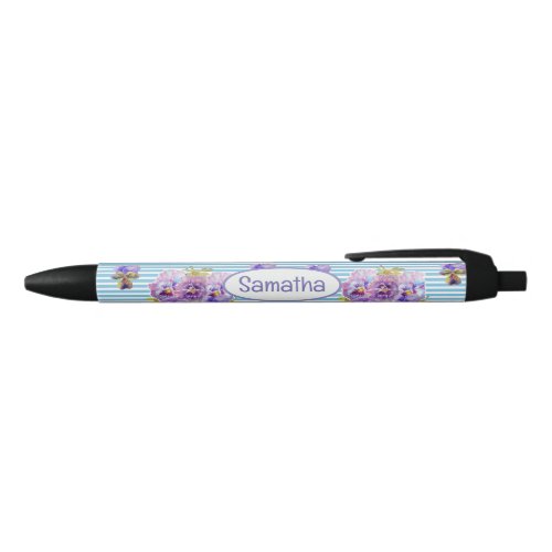 Shabby Purple Pansy Pink Shabby Chic Girls Name Pen