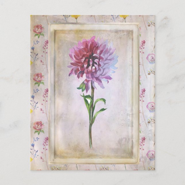 Shabby Purple Wildflower Scrapbook Paper (Front)