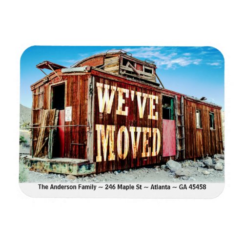 Shabby Railcar House Were Moving Announcement Magnet