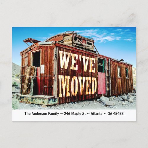 Shabby Railcar House Were Moving Announcement Postcard
