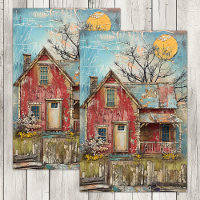 SHABBY RED FARMHOUSE MIXED MEDIA DECOUPAGE TISSUE PAPER
