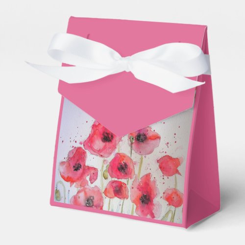 Shabby Red Poppy Floral Tea Party Cake Favor Box