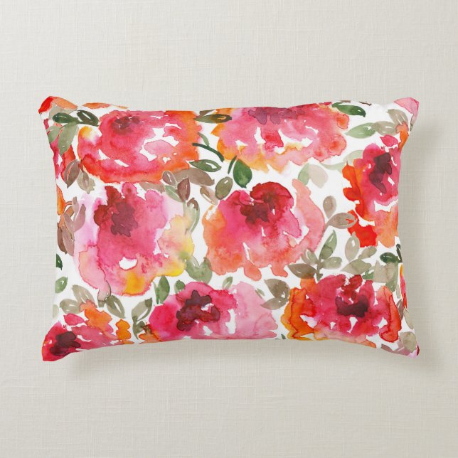 Shabby red roses, seamless pattern. accent pillow (Front)