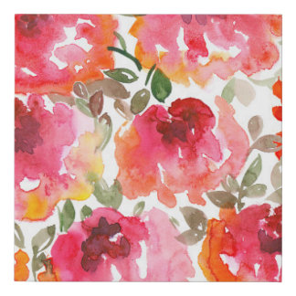 Shabby red roses, seamless pattern. faux canvas print