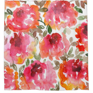 Shabby red roses, seamless pattern. shower curtain