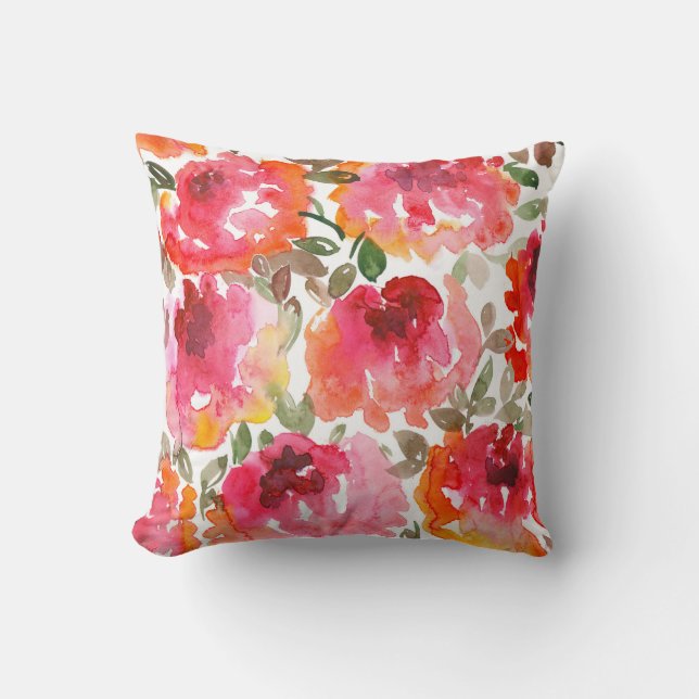 Shabby red roses, seamless pattern. throw pillow (Front)