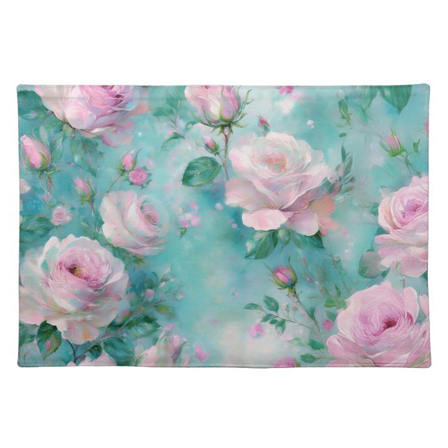 Shabby Rose Chic Floral Cloth Placemat (Front)