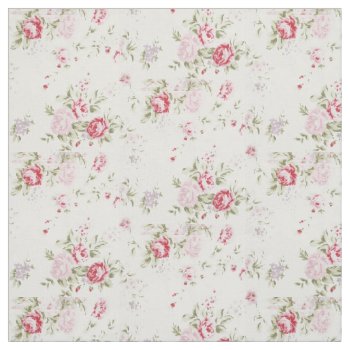 Shabby Rose Floral Fabric by KraftyKays at Zazzle