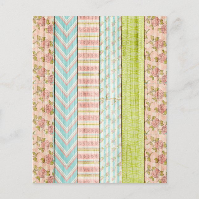 Shabby Rose Pastel Rustic Wood Scrapbook Paper (Front)