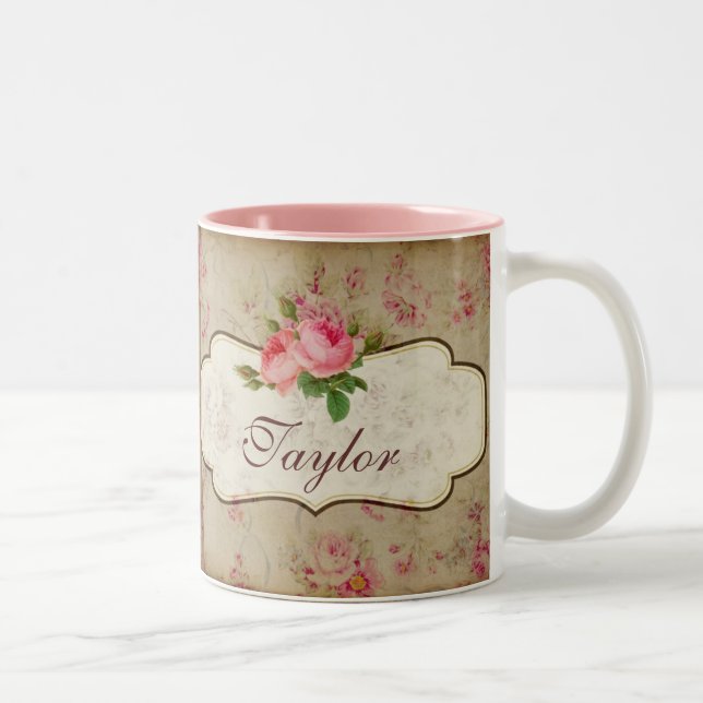 Shabby Roses Personalized Mug (Right)