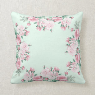 Shabby roses pillow pink and mint