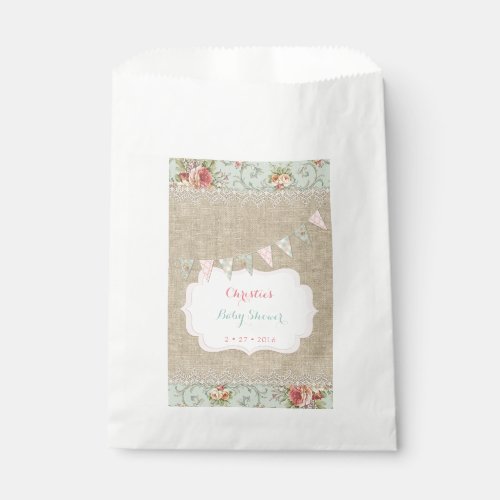 Shabby Rustic Country Chic Floral Lace Burlap Favor Bag