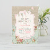 Shabby Rustic Country Chic Floral Lace Burlap Invitation (Standing Front)