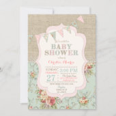 Shabby Rustic Country Chic Floral Lace Burlap Invitation (Front)