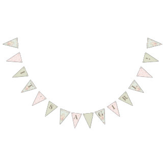 Shabby Rustic English Cottage Floral Matching Bunting Flags