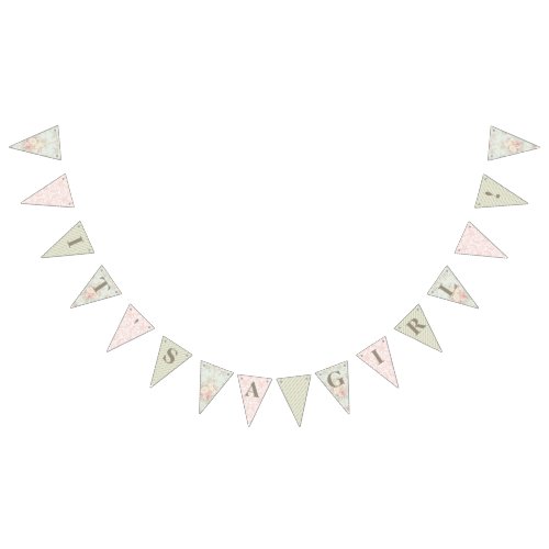 Shabby Rustic English Cottage Floral Matching Bunting Flags