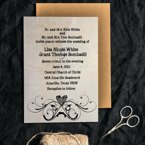 Shabby Rustic Wedding Invitation