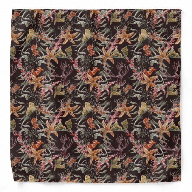 Shabby Sea Life Pattern Bandana (Front)