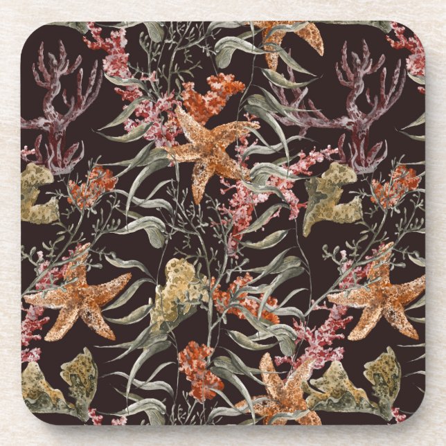 Shabby Sea Life Pattern Drink Coaster (Front)