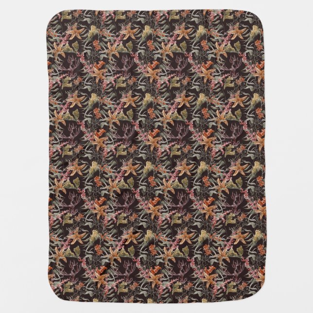 Shabby Sea Life Pattern Receiving Blanket (Front)