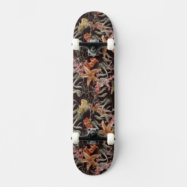 Shabby Sea Life Pattern Skateboard (Front)
