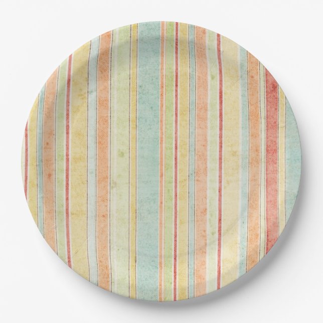 Shabby Stripes Pattern Paper Plates (Front)