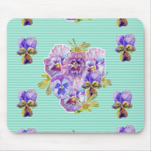 Shabby Turquoise art floral Computer Mouse Mat Pad