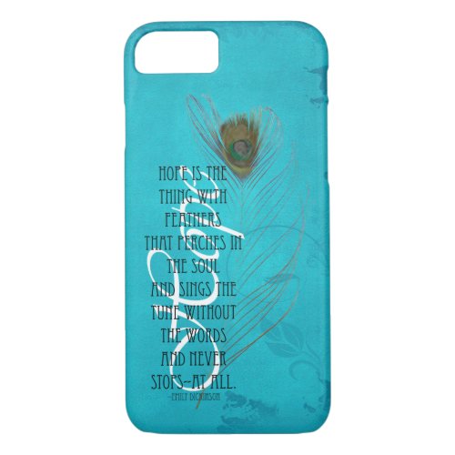 Shabby Turquoise Quote Peacock Feather iPhone 87 Case