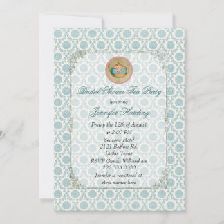 Shabby Vintage Bridal Shower Tea Party Invitation