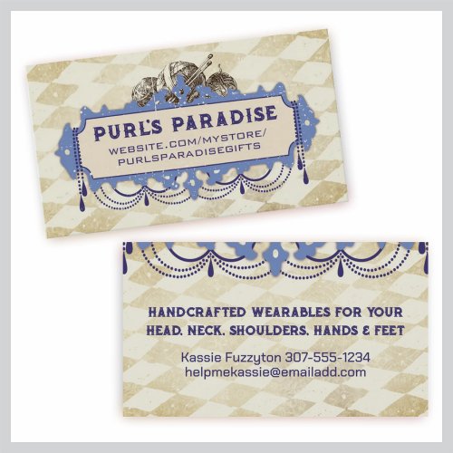 Shabby chic chandelier knitting needles yarn business card templates