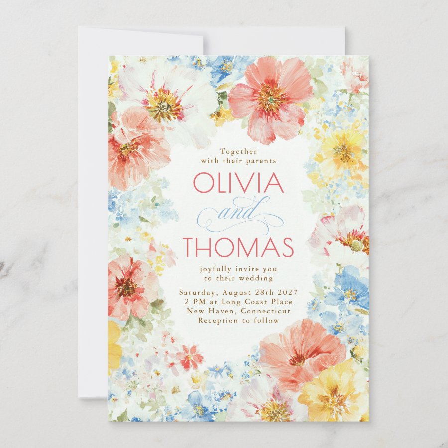 Shabby Vintage Floral Boho Elegant Wedding Invitation