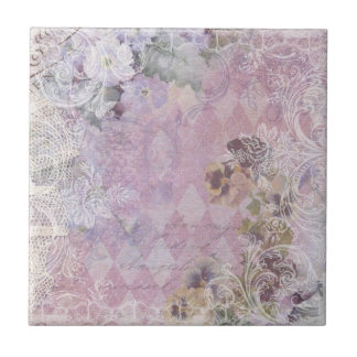 Shabby Vintage Floral Tile