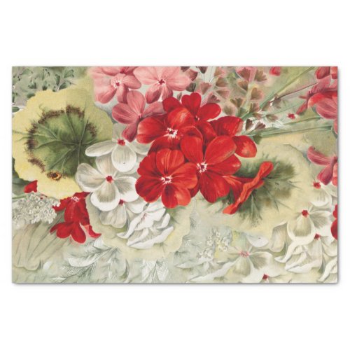 Shabby vintage ivory pink red floral collage tissue paper